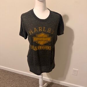 Harley Davidson Logo Black and Orange Tee Shirt Size XXL